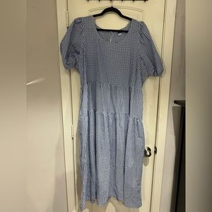 Old Navy Blue and white gingham midi dress